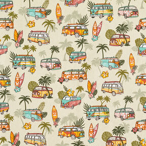 Bomuldsstof Cretonne Roadtrip Surf – beige, 