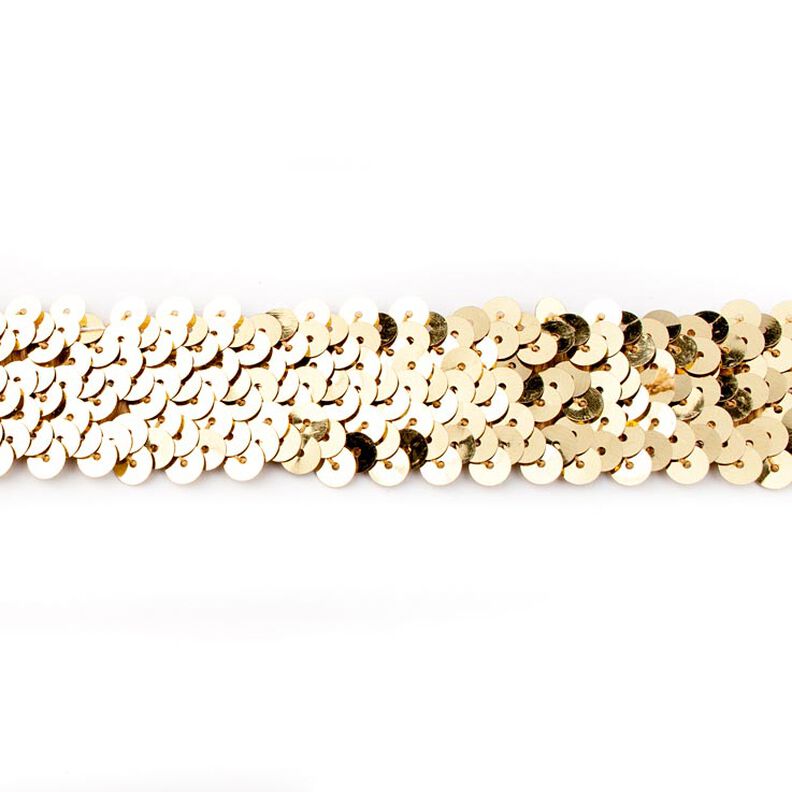 Elastisk pailletbånd [30 mm] – gold metallic,  image number 1