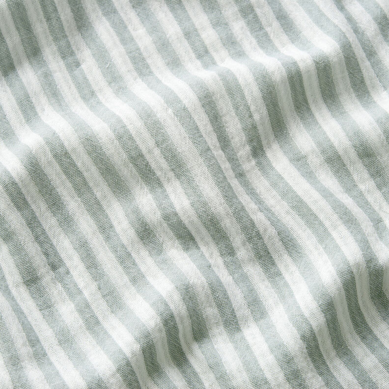 Musselin/Dobbelt-Crincle stof Doubleface striber &ndash; reed/hvid,  image number 2