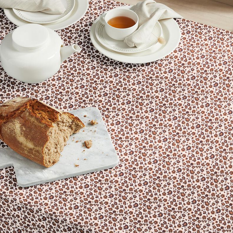 Bomuldsstof Cretonne store leopardpletter – mellembrun/lysebeige,  image number 5