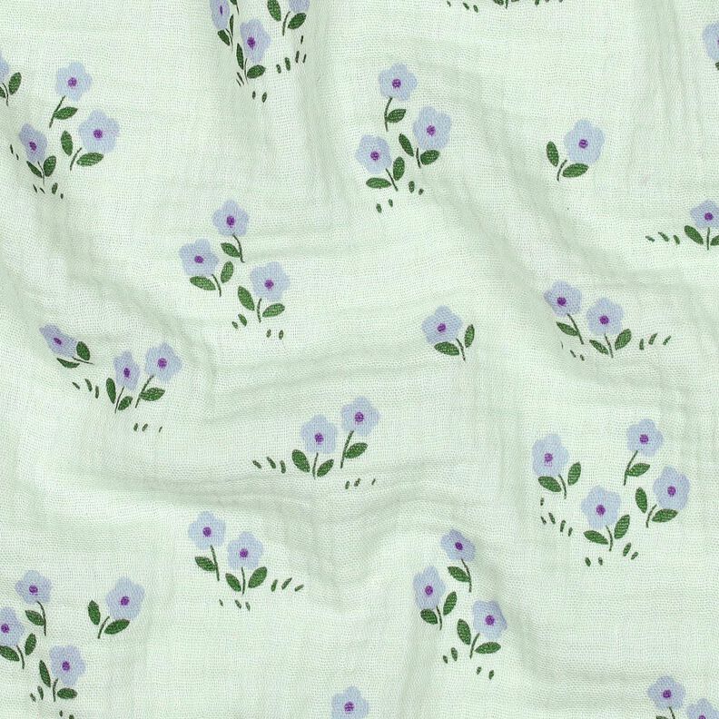 Musselin/Dobbelt-Crincle stof små blomster | Poppy Fabrics – lys mint,  image number 2