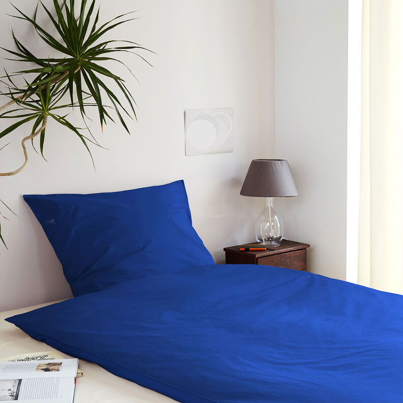 Bomuldsstof Cretonne Ensfarvet – kongeblå,  image number 6