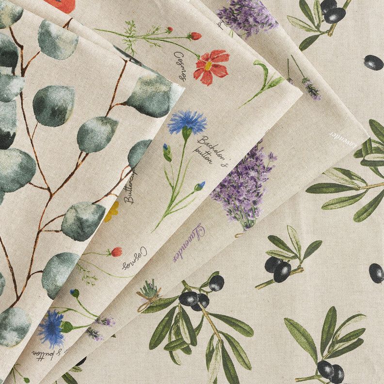 Imprægneret voksdug alpine blomster – natur/blå,  image number 6