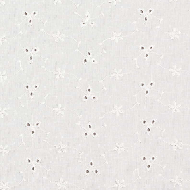 Bomuldsstof hulbroderi med ranker – hvid,  image number 1