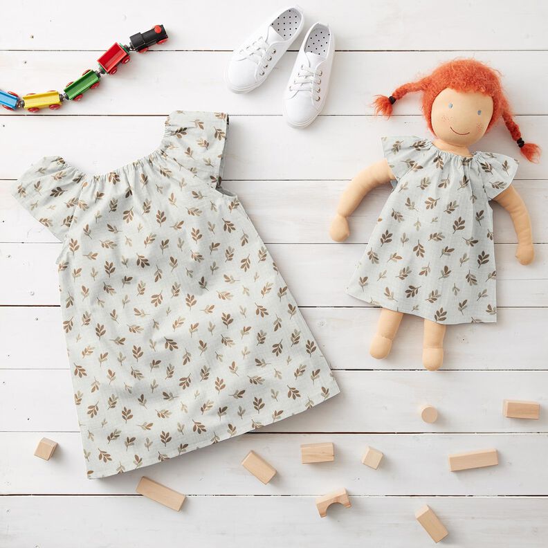 Musselin/Dobbelt-Crincle stof grene | Poppy Fabrics – elfenben/mocca,  image number 5