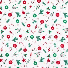 Bomuldsstof Cretonne julepynt – hvid/grøn, 
