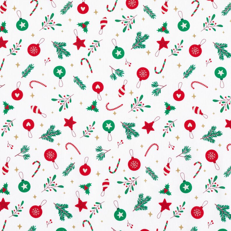 Bomuldsstof Cretonne julepynt – hvid/grøn,  image number 1