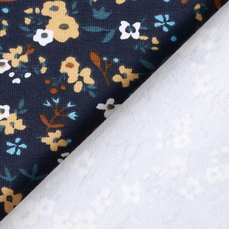 Bomuldsjersey Millefleurs – natblå,  image number 4