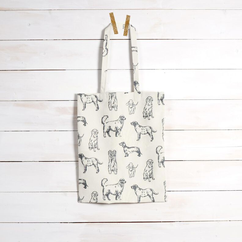 Dekorationsstof Canvas hunde – creme/grå,  image number 8