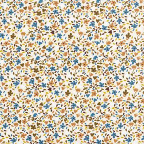 Bomuldsstof Cretonne spredte blomster – lysebeige/lysebrun, 