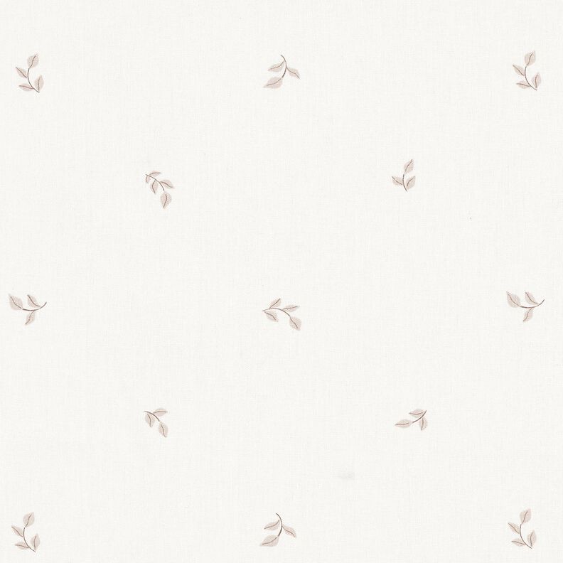 Bomuldspoplin små bladrige grene – hvid/tågegrå,  image number 1