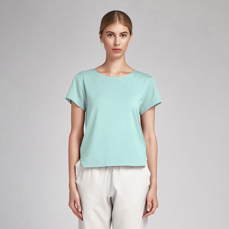 Bomuldspoplin Ensfarvet – mint,  image number 6