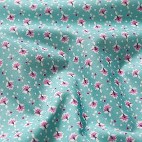 Bomuldsstof Poplin sm&aring; ornamenter &ndash; mint/pastelviolet &ndash; mint/pastelviolet, 