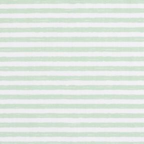Bomuldsstof Cretonne afslappede striber – lys mint/hvid, 