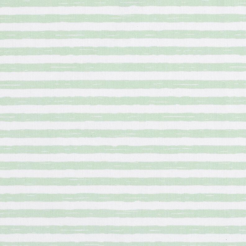 Bomuldsstof Cretonne afslappede striber – lys mint/hvid,  image number 1