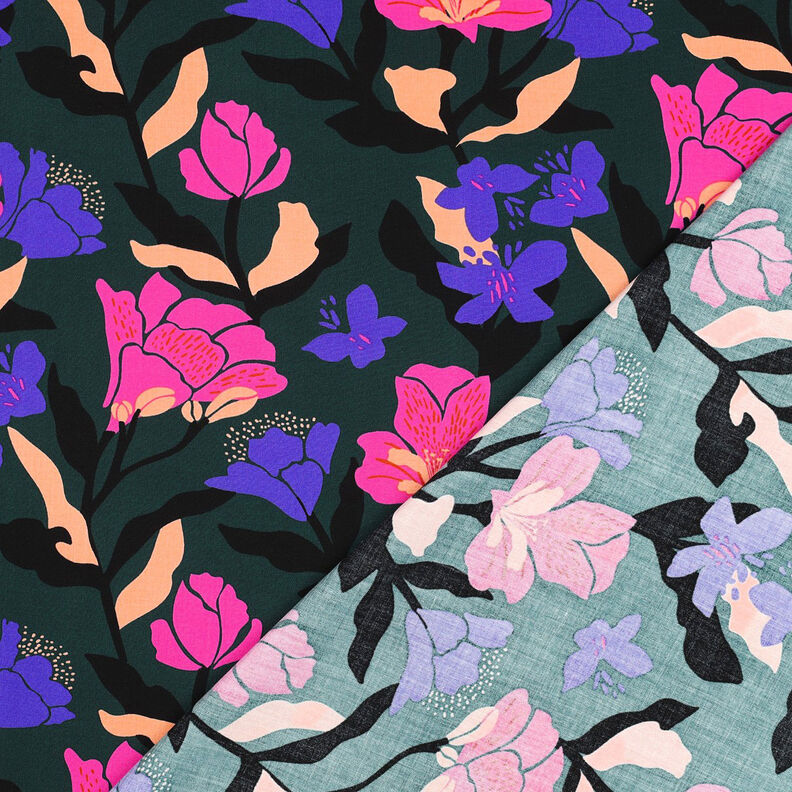 LENZING™ ECOVERO™ viskosestof  Amira Floral | Nerida Hansen – mørkegrøn/lilla,  image number 4
