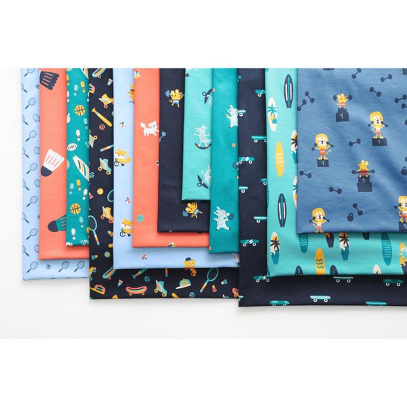 French Terry Sommersweat tennis-dyr | PETIT CITRON – petrol,  image number 5