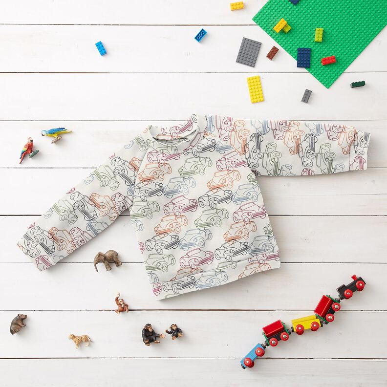 French Terry Sommersweat Farverige biler – uldhvid,  image number 5