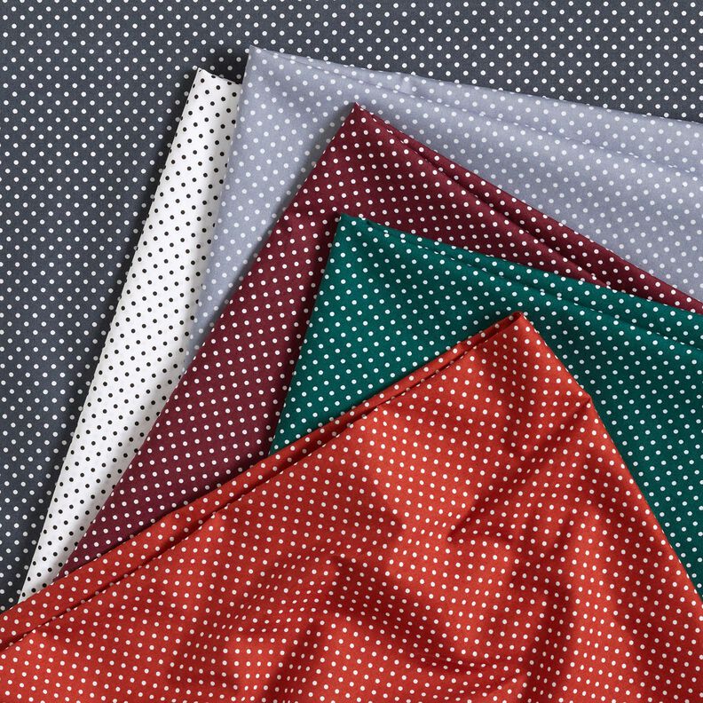 Bomuldspoplin Mini polkaprikker – stålblå/hvid,  image number 5