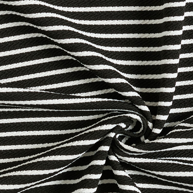 Jacquard jersey striber på tværs – sort/hvid,  image number 3