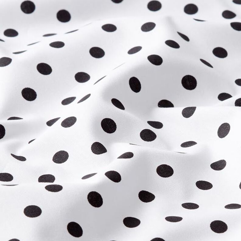 Bomuldspoplin store prikker – hvid/sort,  image number 2