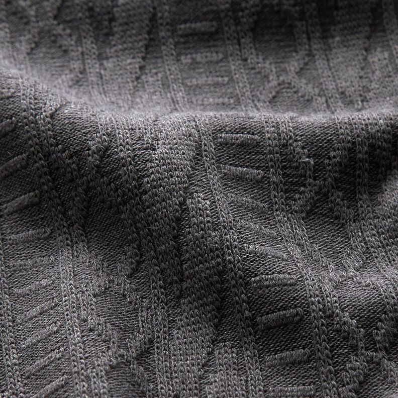 Jacquard jersey Bomuldsblanding, ornamenterede striber – mørkegrå,  image number 2