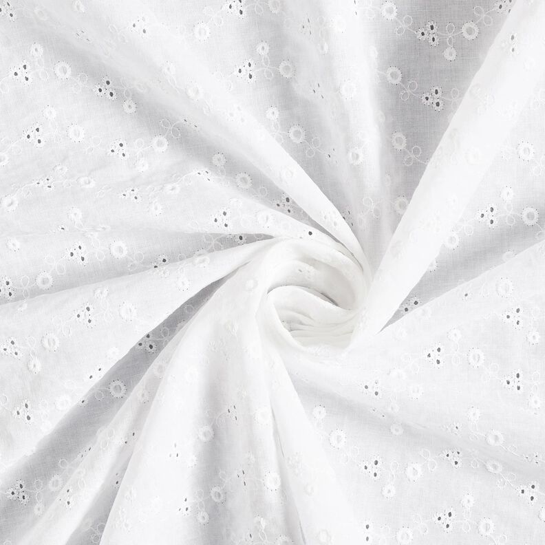 Bomuldsbatist Hulbroderi Blomster &ndash; hvid,  image number 5