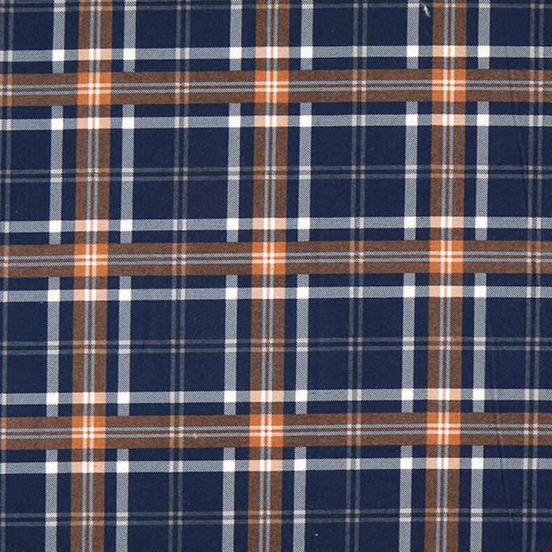 Bomuldsflonel Trykt ternet mønster | by Poppy – marineblå/råbrun,  image number 1
