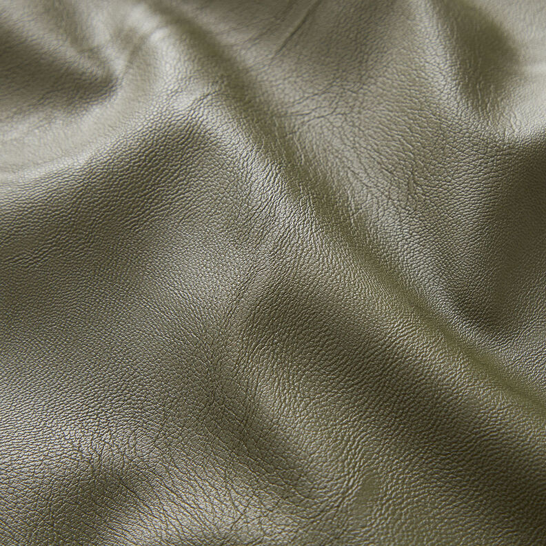 Imiteret skind stretch ensfarvet – kaki,  image number 2