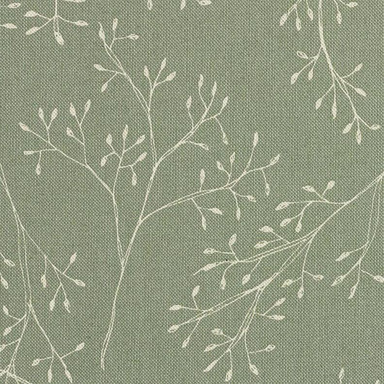 Dekorationsstof halvpanama fine grene – lys olivengrøn,  image number 6