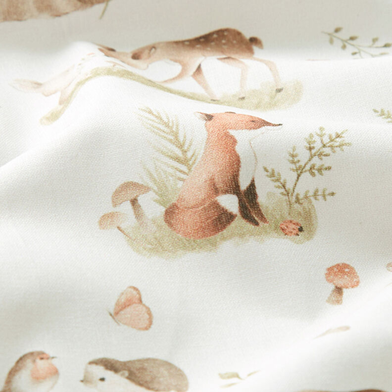 Poplin søde skovdyr Digitaltryk – uldhvid,  image number 2