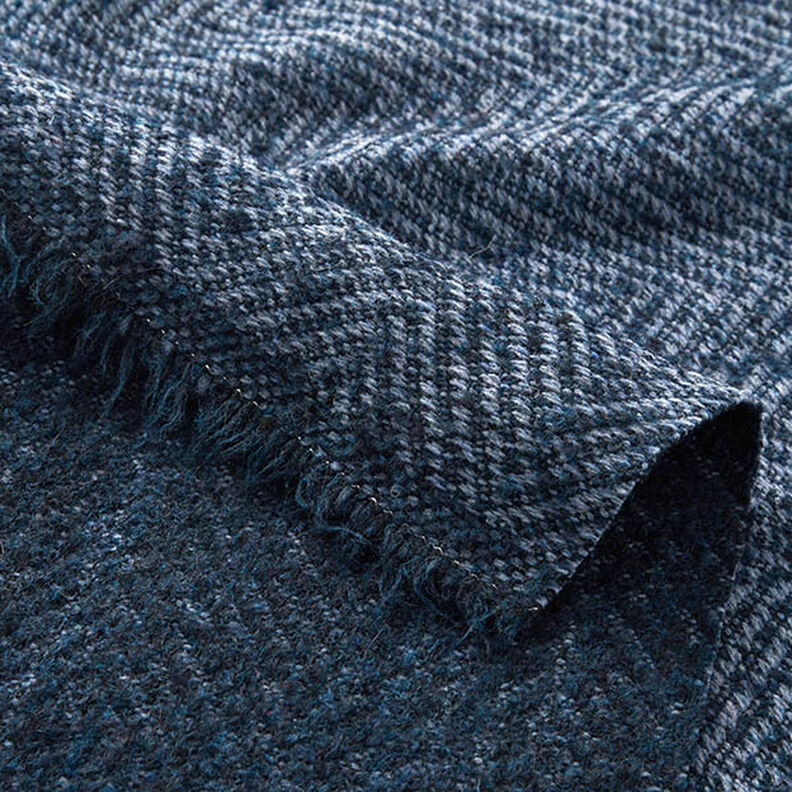 Frakkestof uldblanding zigzag – marineblå,  image number 5
