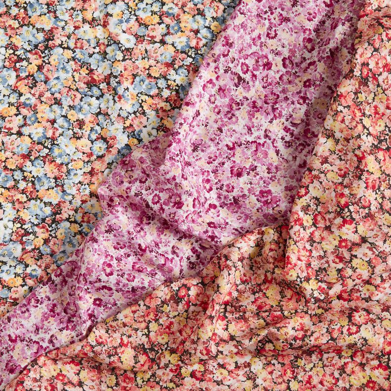 Viskosestof Blomstereng – lys jeans-blå/sort,  image number 5