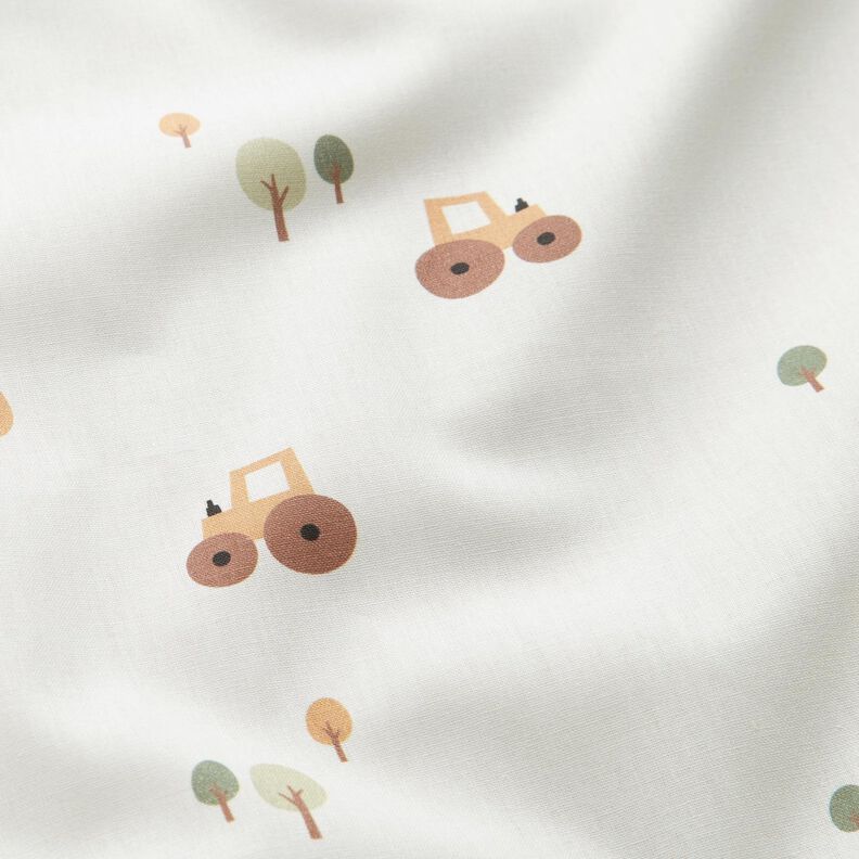 Bomuldspoplin traktor på en stor mark – elfenben,  image number 2