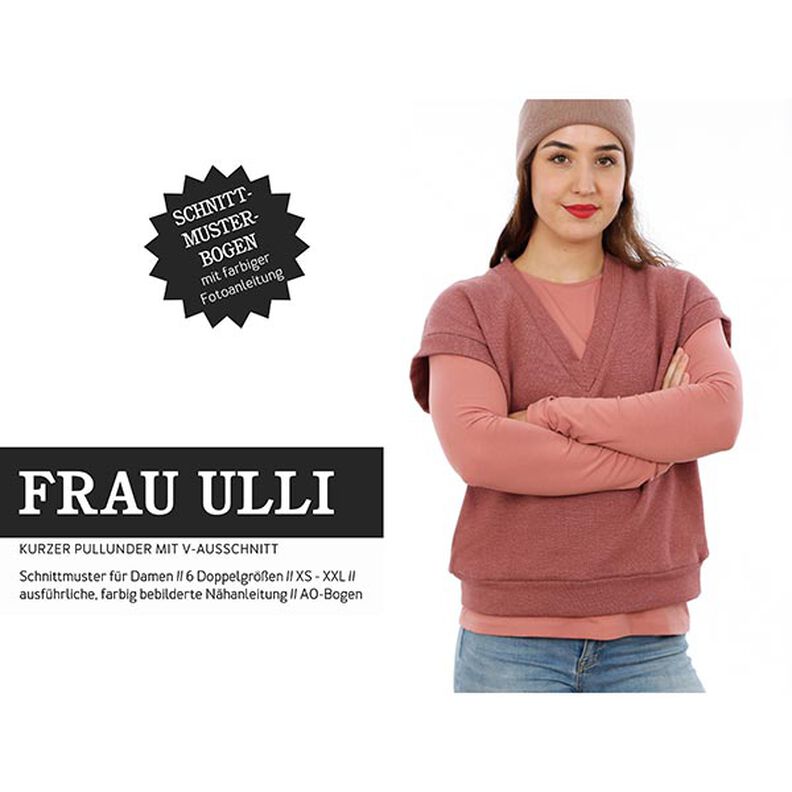 FRAU ULLI - kort slipover med V-udskæring, Studio Schnittreif  | XS -  XXL,  image number 1