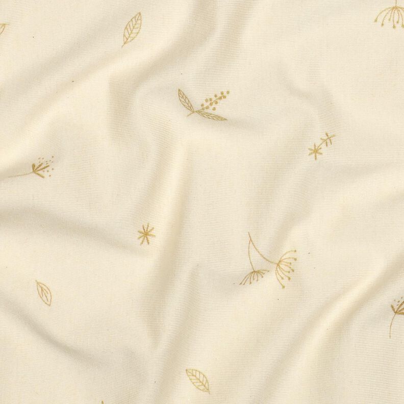 GOTS Bomuldsjersey grene og planter | Poppy Fabrics – creme/råbrun,  image number 2