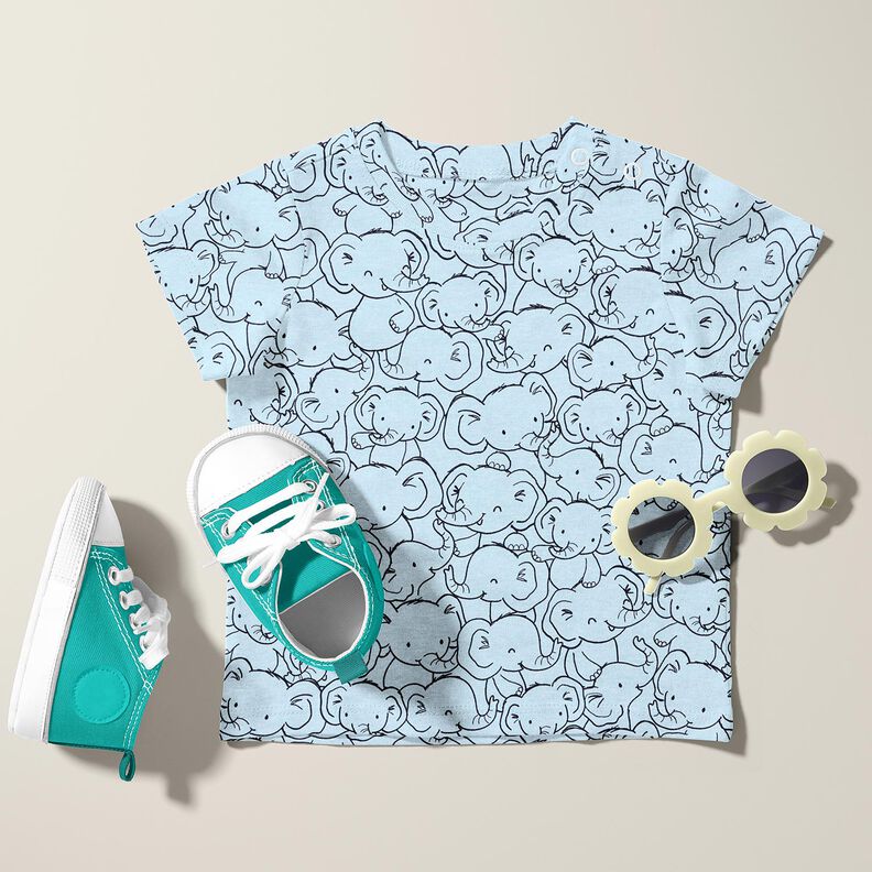 Bomuldsblanding Jersey Elefantvrimmel – sølvblå,  image number 6