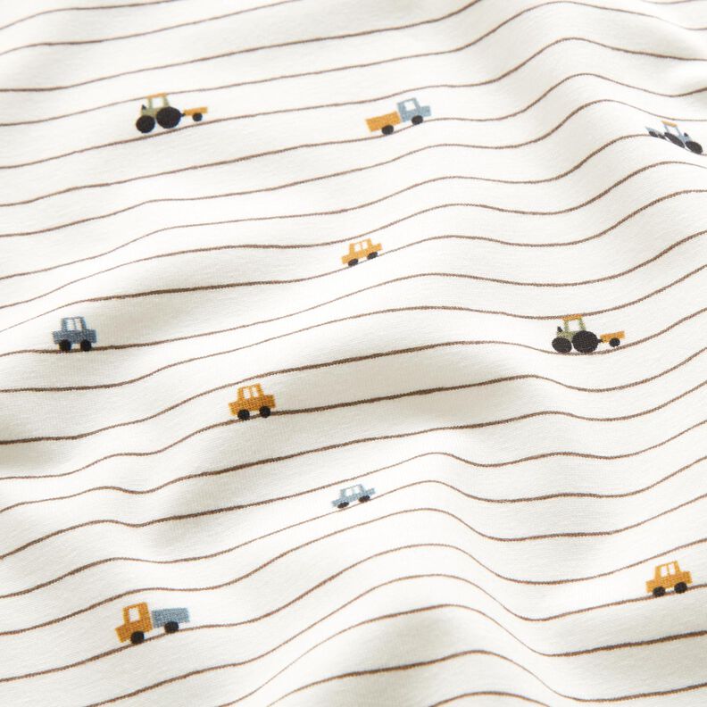 Bomuldsjersey minibiler på patrulje – uldhvid,  image number 2