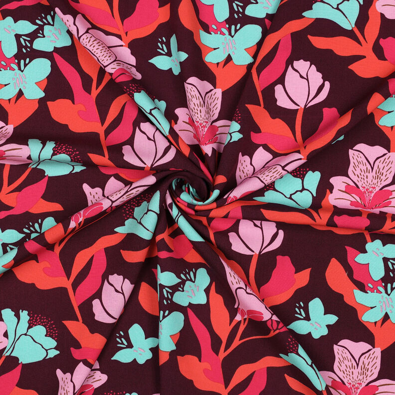 LENZING™ ECOVERO™ viskosestof  Amira Floral | Nerida Hansen – merlot/chili,  image number 3