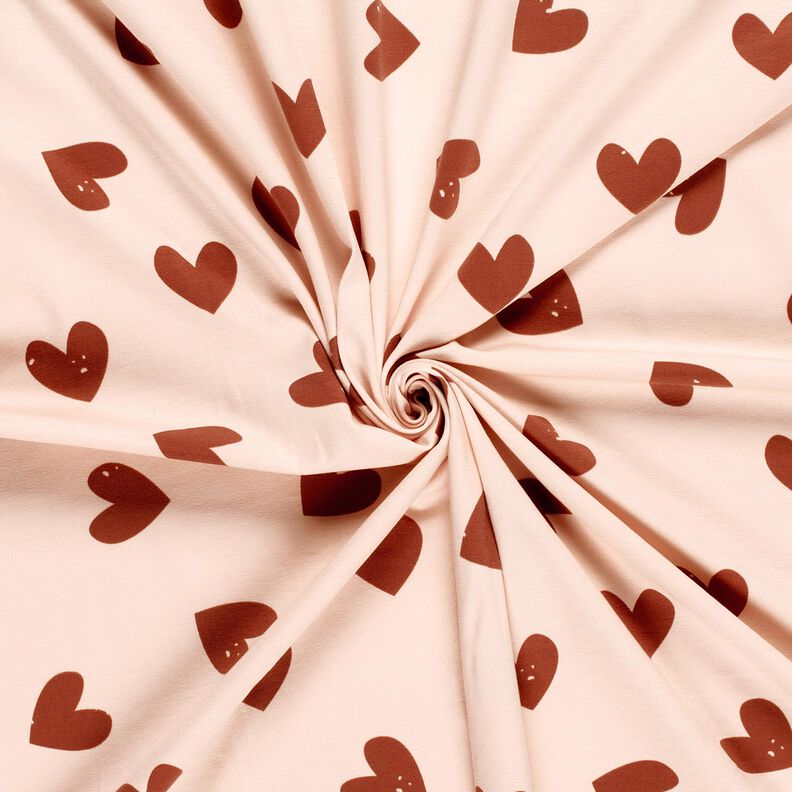 Bomuldsjersey Store hjerter – rosé/mørk gammelrosa,  image number 3