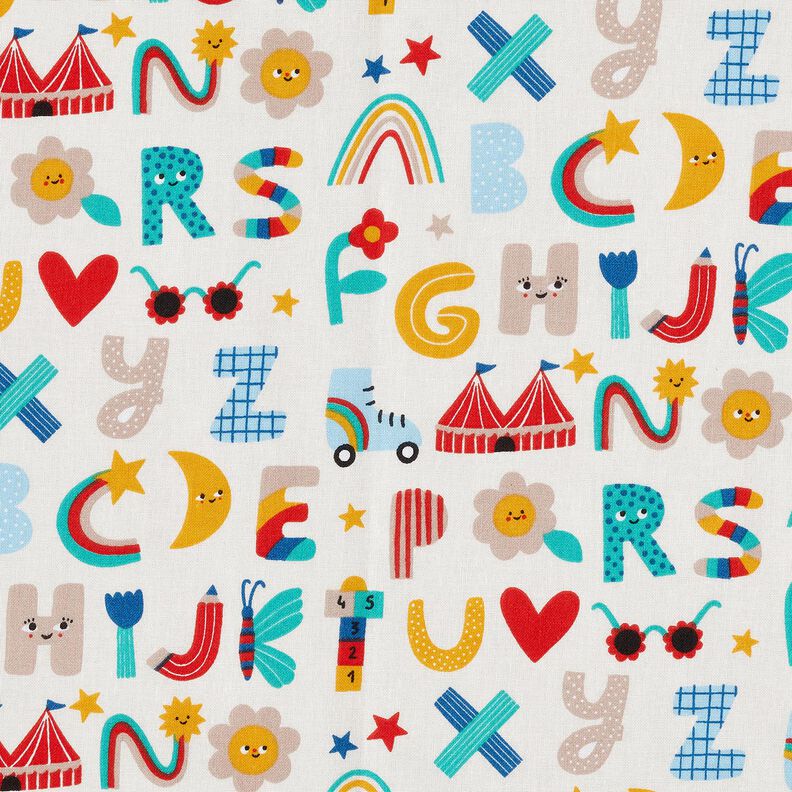 Cretonne det glade alfabet – uldhvid,  image number 1