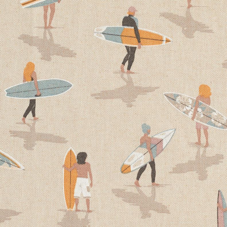 Dekorationsstof Halvpanama surfer &ndash; eukalyptus/natur,  image number 5