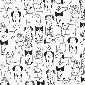 Bomuldsflonel hunde | Poppy Fabrics – hvid/sort, 
