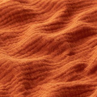GOTS Musselin/Dobbelt-Crincle stof | Tula – terracotta, 
