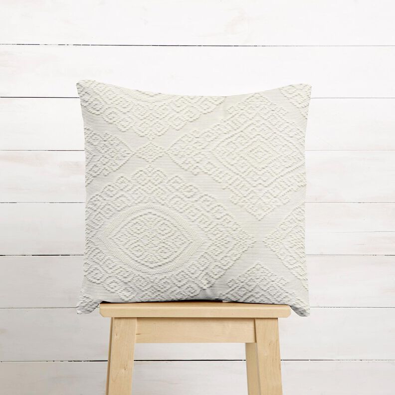 Dekorationsstof Jacquard dekorative romber 275 cm – uldhvid,  image number 7