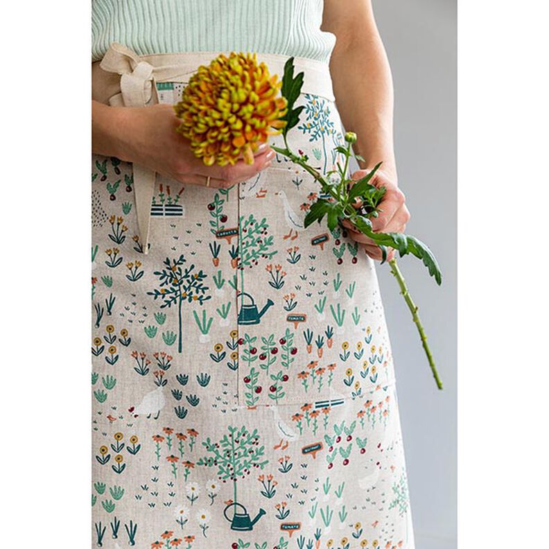 Dekorationsstof Halvpanama bondegård – natur/grøn,  image number 6