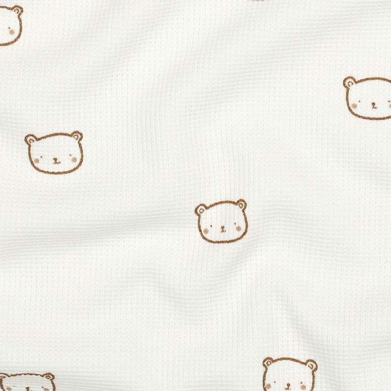 Vaflet jersey lille bjørn | Poppy Fabrics – uldhvid/råbrun,  image number 2