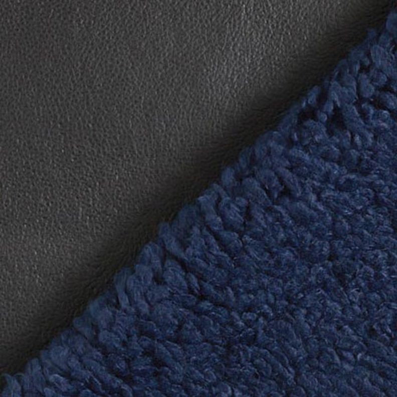 Imiteret skind med kunstpels på vrangen ensfarvet – sort/marineblå,  image number 1