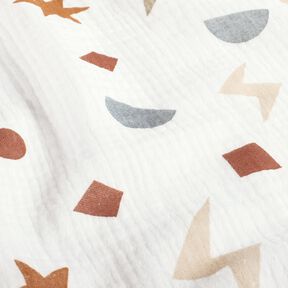 Musselin/Dobbelt-Crincle stof geometriske symboler – elfenben/karamel, 