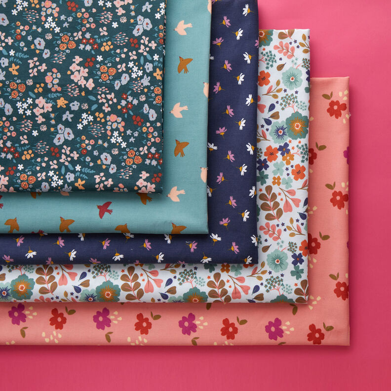 Babyfløjl små blomster – marineblå,  image number 5